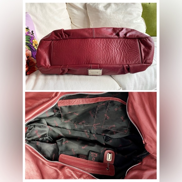 Leather slouchy oversized burnt red shoulder bag with studs - Picture 12 of 15